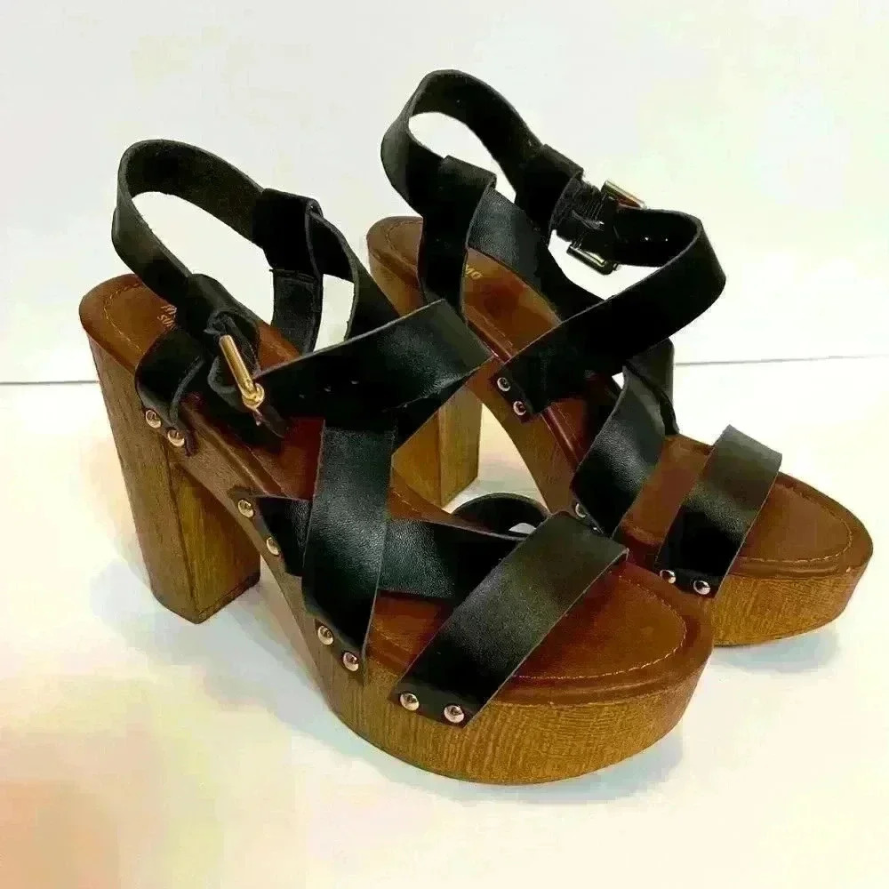 Mossimo Supply Caitlin Black Quarter Strap High Heel Sandals Shoes Size 8